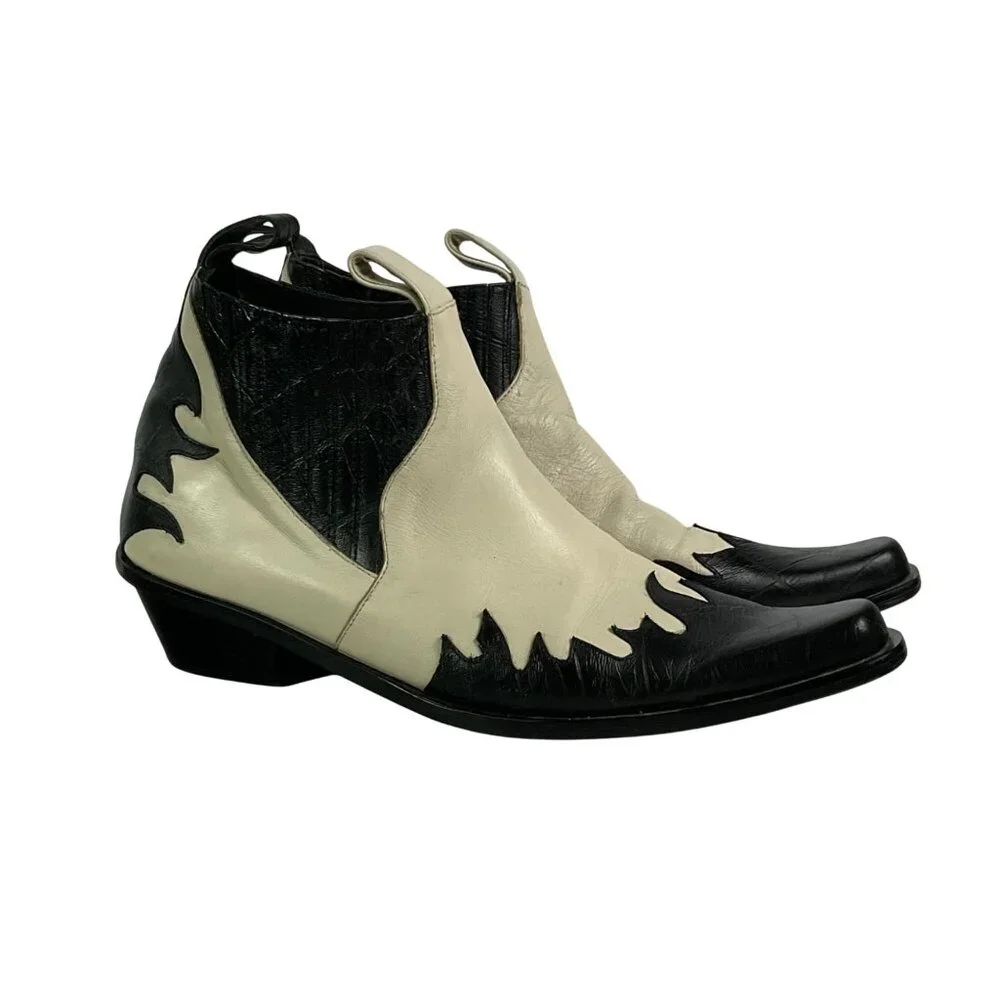 Cruda Sustainable Two Tone Western Ankle Boots Pointed Toe Men's 42 (US 9)